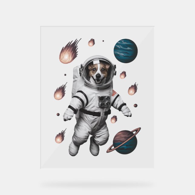 Space Adventure With A Dog Astronaut Acrylic Sign (Front)