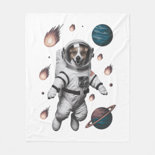 Space Adventure With A Dog Astronaut Fleece Blanket