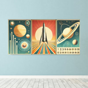 Space Age Art Space Time Calendar  Canvas Print