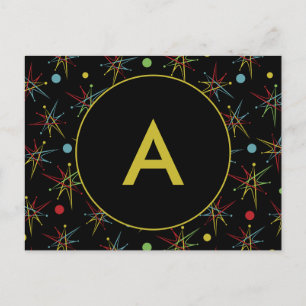 Space Age Atomic Retro Dot Custom Colours Postcard