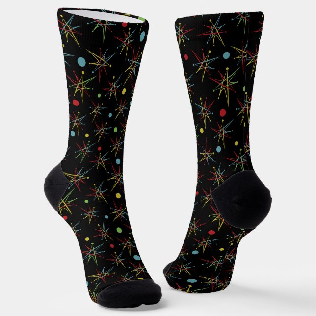 Space Age Atomic Retro Dot Custom Colours Socks (Angled)