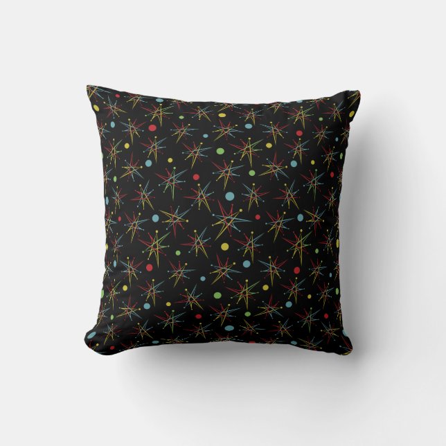 Space Age Atomic Retro Dot Custom Colours Throw Pillow (Front)