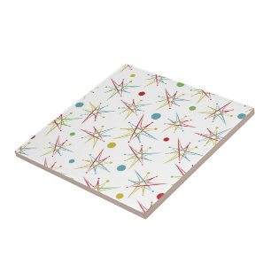Space Age Atomic Retro Dot Custom Colours Tile