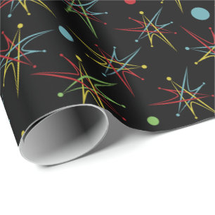 Space Age Atomic Retro Dot Custom Colours Wrapping Paper