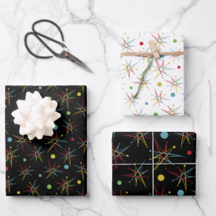 Space Age Atomic Retro Dot Custom Colours Wrapping Paper Sheet