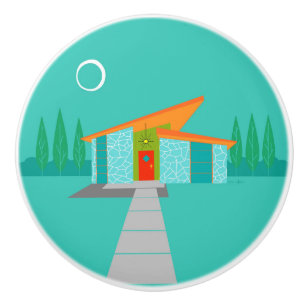 Space Age Cartoon House Ceramic Knob