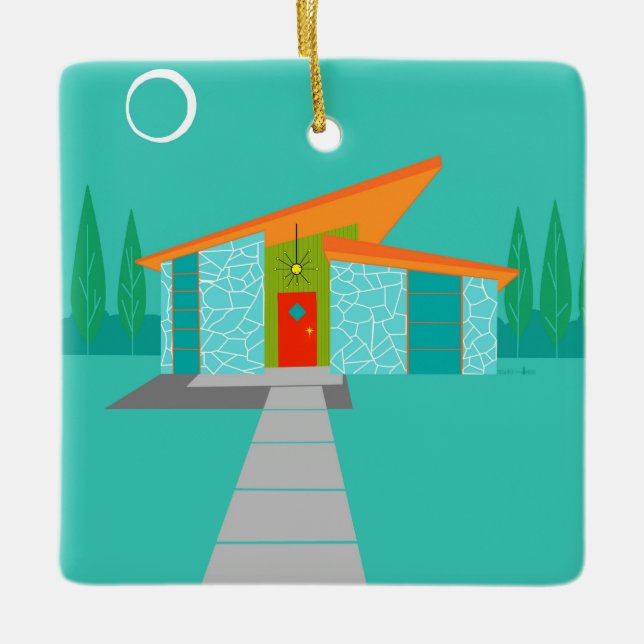 Space Age Cartoon House Christmas Ornament (Front)