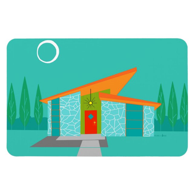Space Age Cartoon House Flexible Magnet (Horizontal)