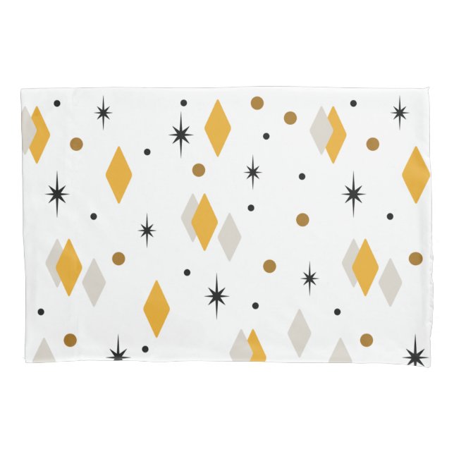 Space Age Diamonds Orange White Pillowcase (Front)