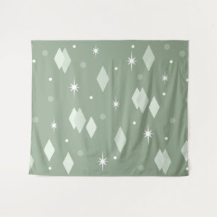 Space Age Diamonds Sage Green Tapestry