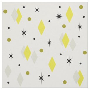 Space Age Diamonds Yellow Grey White Fabric