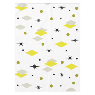 Space Age Diamonds Yellow Grey White Tablecloth