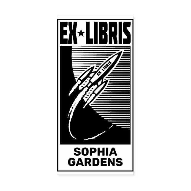 Space Age Ex Libris  Rubber Stamp (Imprint)