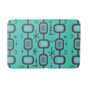 Space Age Geometric Art Aquamarine Bath Mat