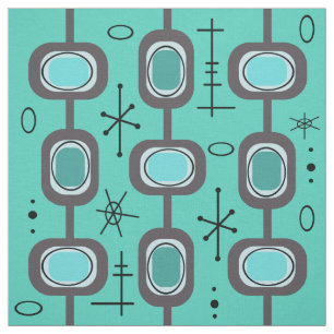 Space Age Geometric Art Aquamarine Fabric