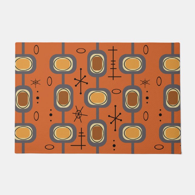 Space Age Geometric Art Burnt Orange Doormat (Front)