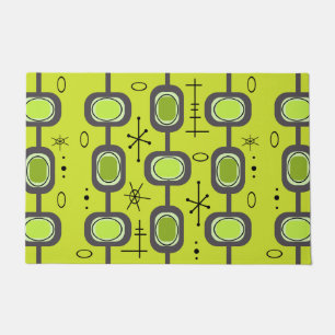 Space Age Geometric Art Chartreuse Green Doormat