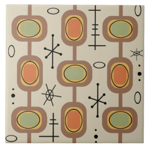 Space Age Geometric Art Multicolored Tile