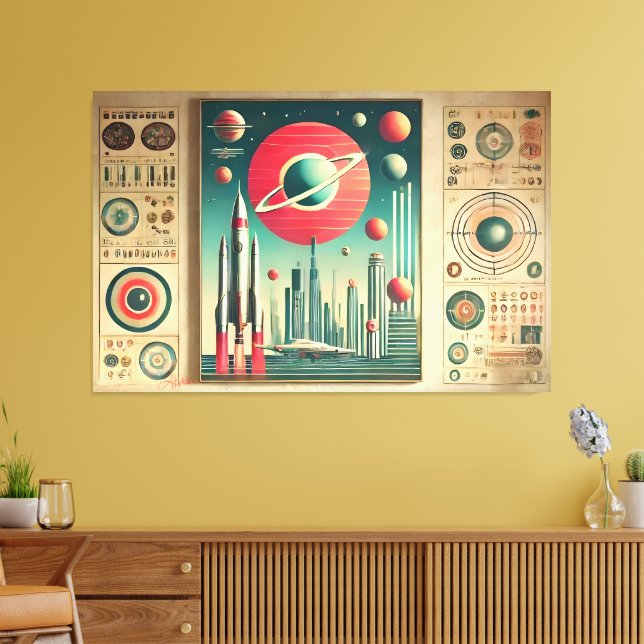 Space Age Interplanetary Coordinates Alien Relic Canvas Print (Insitu(LivingRoom))