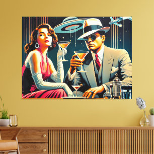 Space Age Las Vegas Gangster Martini Party Canvas Print