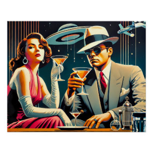 Space Age Las Vegas Gangster Martini Party Poster