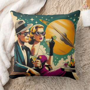 Space Age Las Vegas Martini Gangster Party Throw Pillow