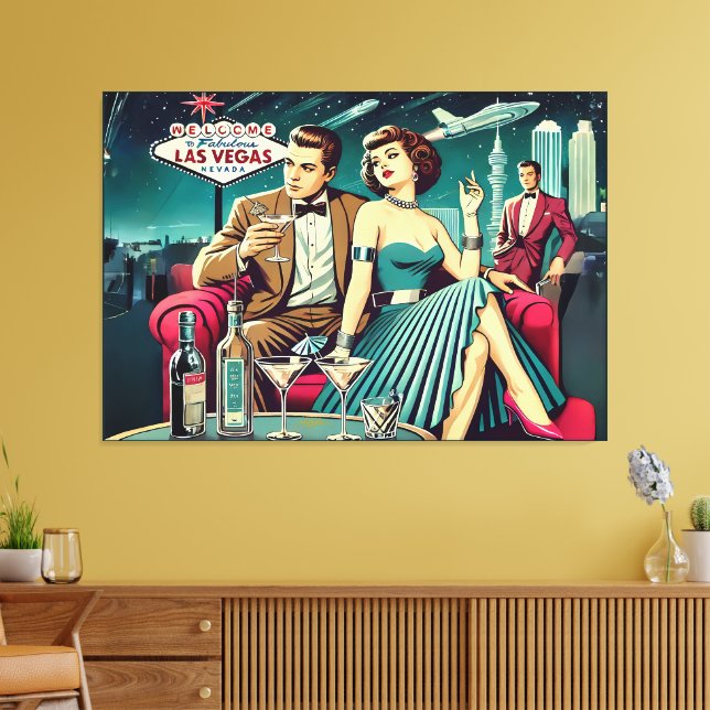 Space Age Las Vegas Martini Party Canvas Print (Insitu(LivingRoom))