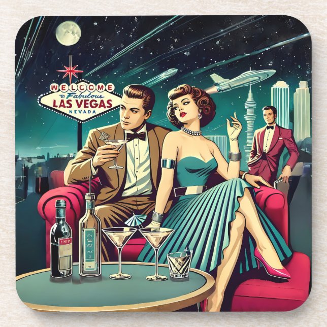 Space Age Las Vegas Martini Party Coaster (Front)
