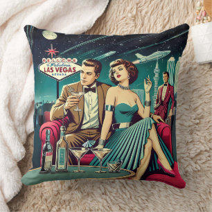Space Age Las Vegas Martini Party Throw Pillow