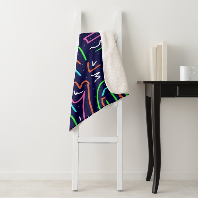 Space Age Maze Abstract Print Sherpa Blanket (In Situ)
