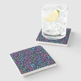 Space Age Maze Abstract Print Stone Coaster