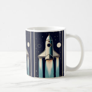 Space Age Retro 50s Rocket Ship Coffee Mug