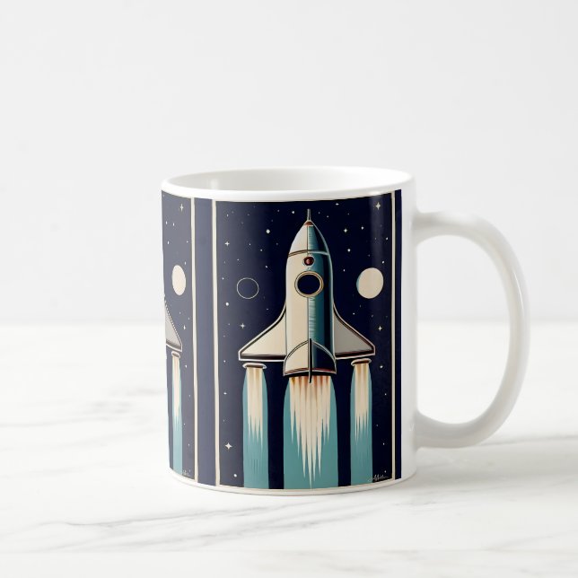 Space Age Retro 50s Rocket Ship Coffee Mug (Right)