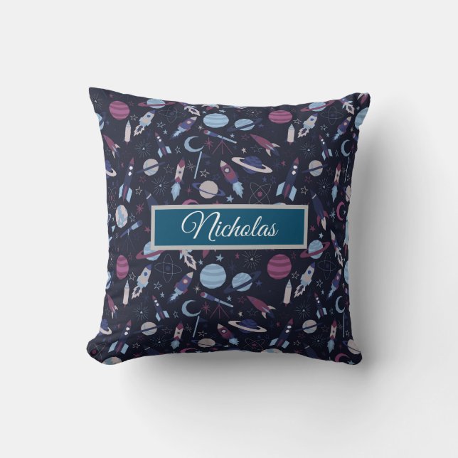 Space Age Retro Atomic Era Throw Pillow (Front)