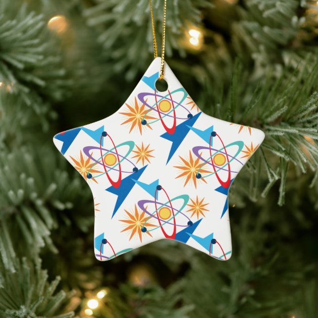 Space Age Retro Multicolored Pattern Ceramic Ornament (Tree)