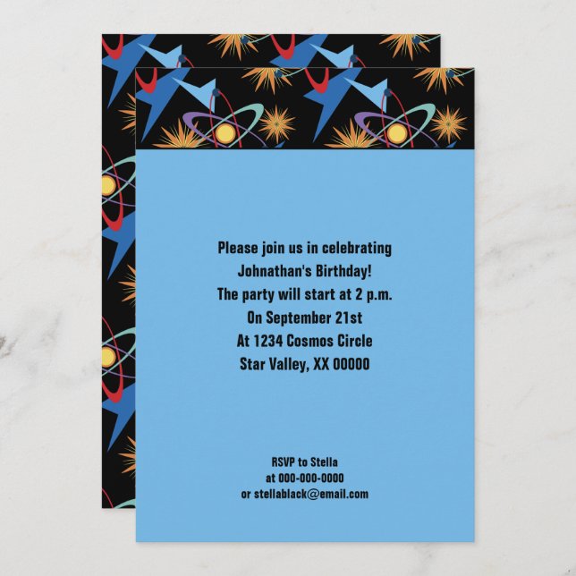 Space Age Retro Multicolored Pattern Party Invitation (Front/Back)