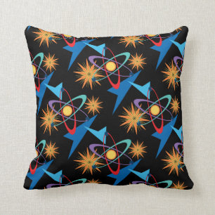 Space Age Retro Multicolored Pattern Throw Pillow