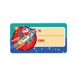 Space Age Santa 2 Christmas Gift Tags