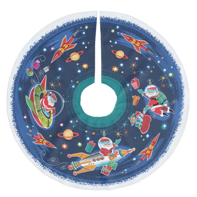 Space Age Santa Brushed Polyester Tree Skirt (Front)