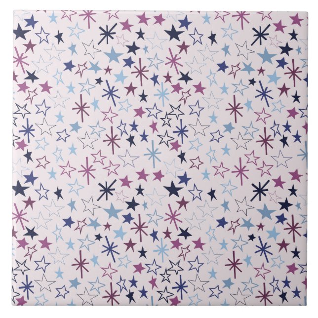 Space Age Stars. Retro, Atomic Era Tile (Front)