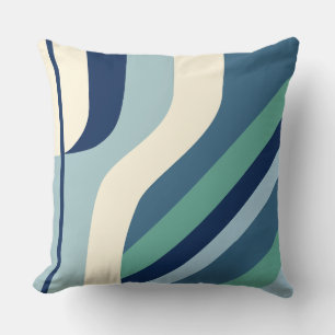 "Space Age Stripe Blues" Throw Pillow