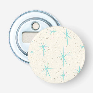 Space Age Turquoise Starburst Button Bottle Opener