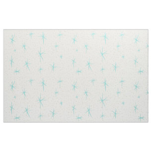 Space Age Turquoise Starburst Combed Cotton Fabric