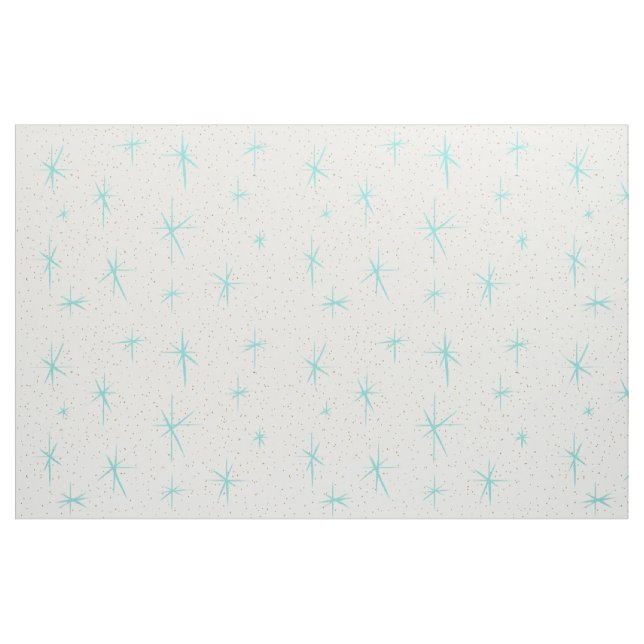 Space Age Turquoise Starburst Combed Cotton Fabric (Fat Quarter)