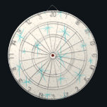 Space Age Turquoise Starbursts Dart Board<br><div class="desc">This Space Age Turquoise Starbursts Dart Board pattern features blue starbursts on a creamy background with gold coloured speckles. Inspired by a classic mid century modern dish pattern, this design has an authentic vintage flair. The retro kitschy goodness will make you feel like you’ve stumbled across a flea market treasure....</div>