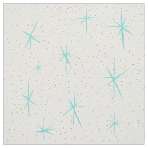 Space Age Turquoise Starbursts Fabric