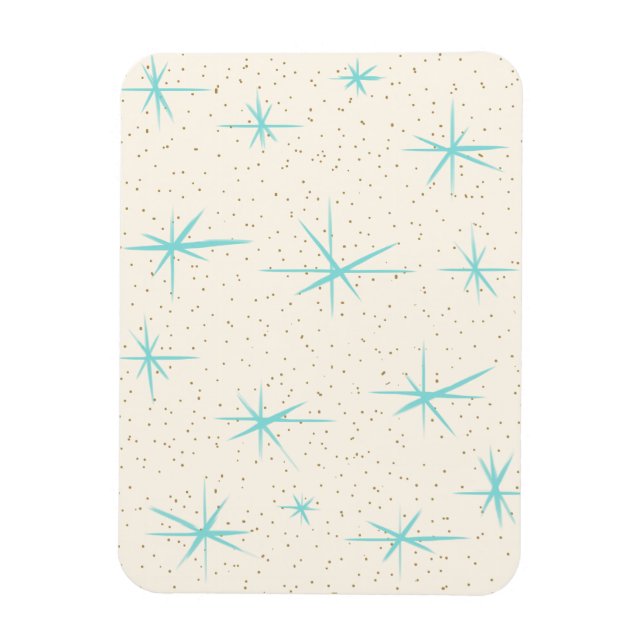 Space Age Turquoise Starbursts Flexible Magnet (Vertical)