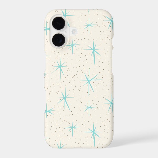 Space Age Turquoise Starbursts iPhone Case (Back)