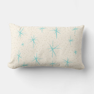 Space Age Turquoise Starbursts Lumbar Coussin