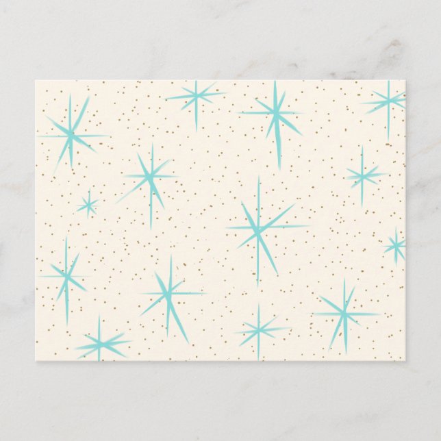 Space Age Turquoise Starbursts Postcard (Front)